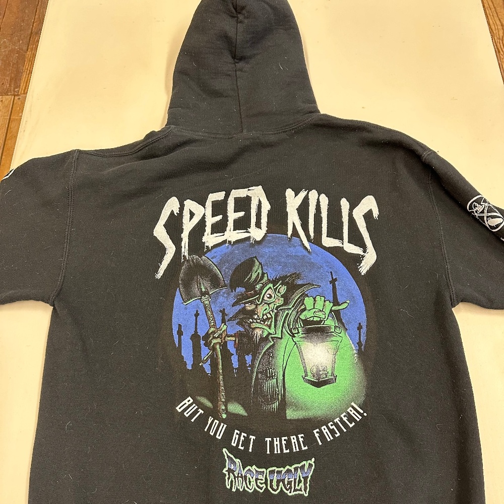Hoodie - Black - Car racing - Size Medium